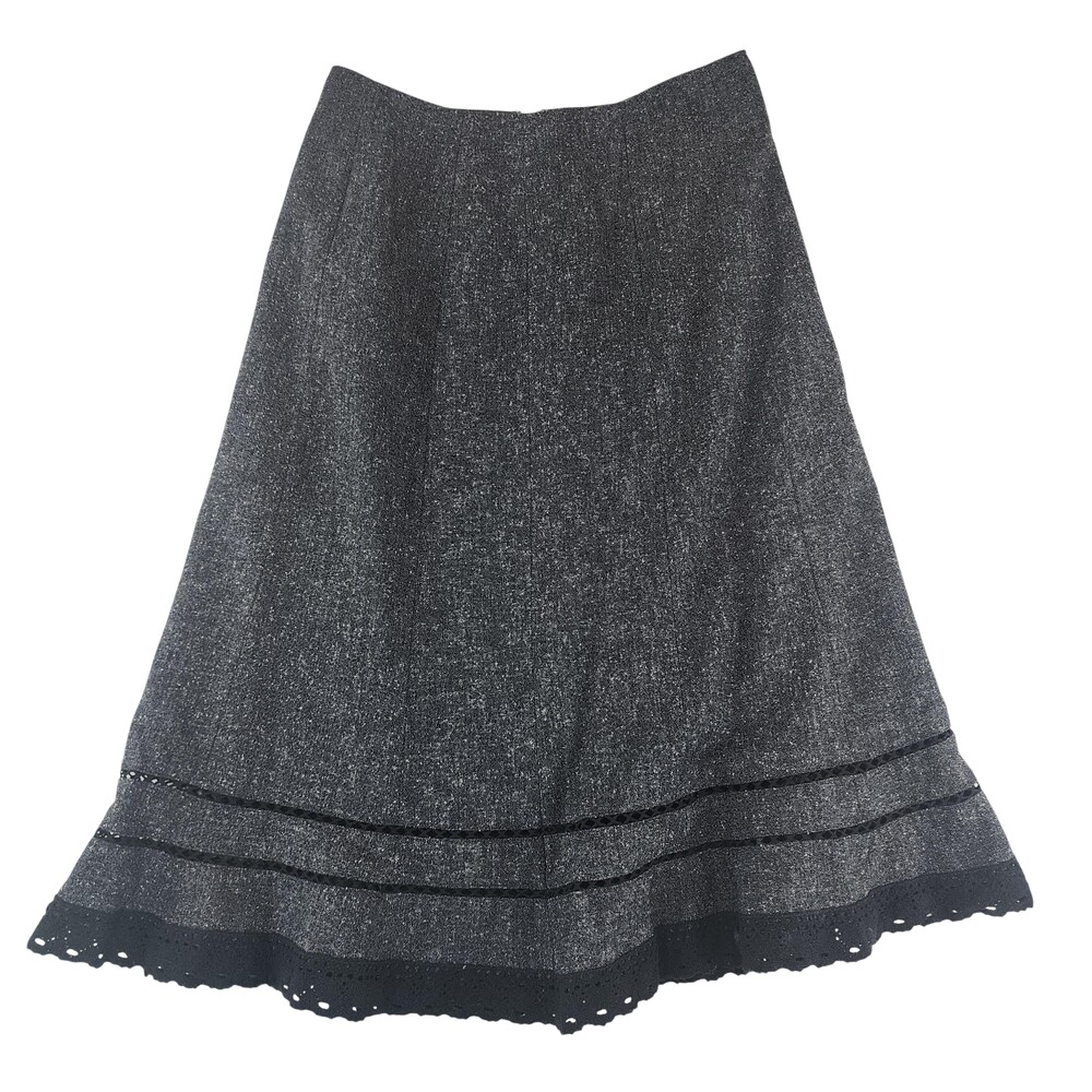 East 5th Skirt Womens 4 Gray Tweed A Line Knee Length Crochet Lace Hem Lined